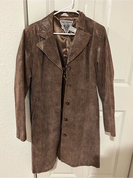 Marvin Richards Jackets & Blazers - Vintage J Percy Marvin Richards Genuine Leather Reptile Print Coat Size 12